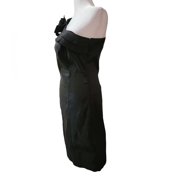 Jackie Jon NY Womens Size 8 Black Asymmetrical One-Shoulder Cocktail Midi Dress - Picture 3 of 7